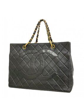 Chanel Chain Tote Quilted Lambskin Black Gold